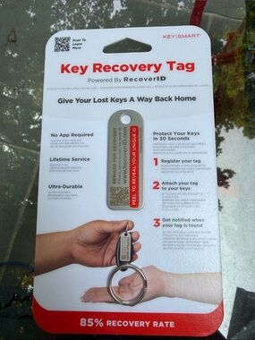 Key Recovery Tag - Silver with Red Accent
